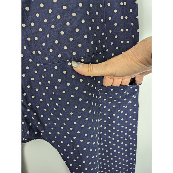 NSF Carlson Pant Drop Crop Navy White Polka Dot Drawstring Waist Crop NWT M - Picture 10 of 11